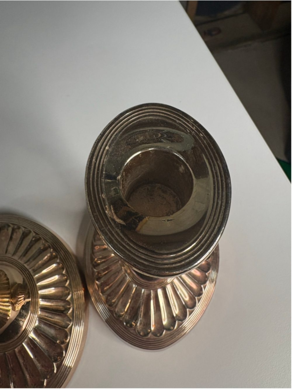 Vintage Pair Of Newport Gorham Japan Silverplate Candlesticks Oval Base - Picture 2 of 9